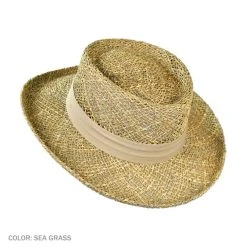 Pebble Beach Seagrass Straw Gambler Hat -Bailey Hat Shop 19379