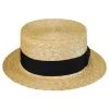 Black Band Wheat Straw Skimmer Hat