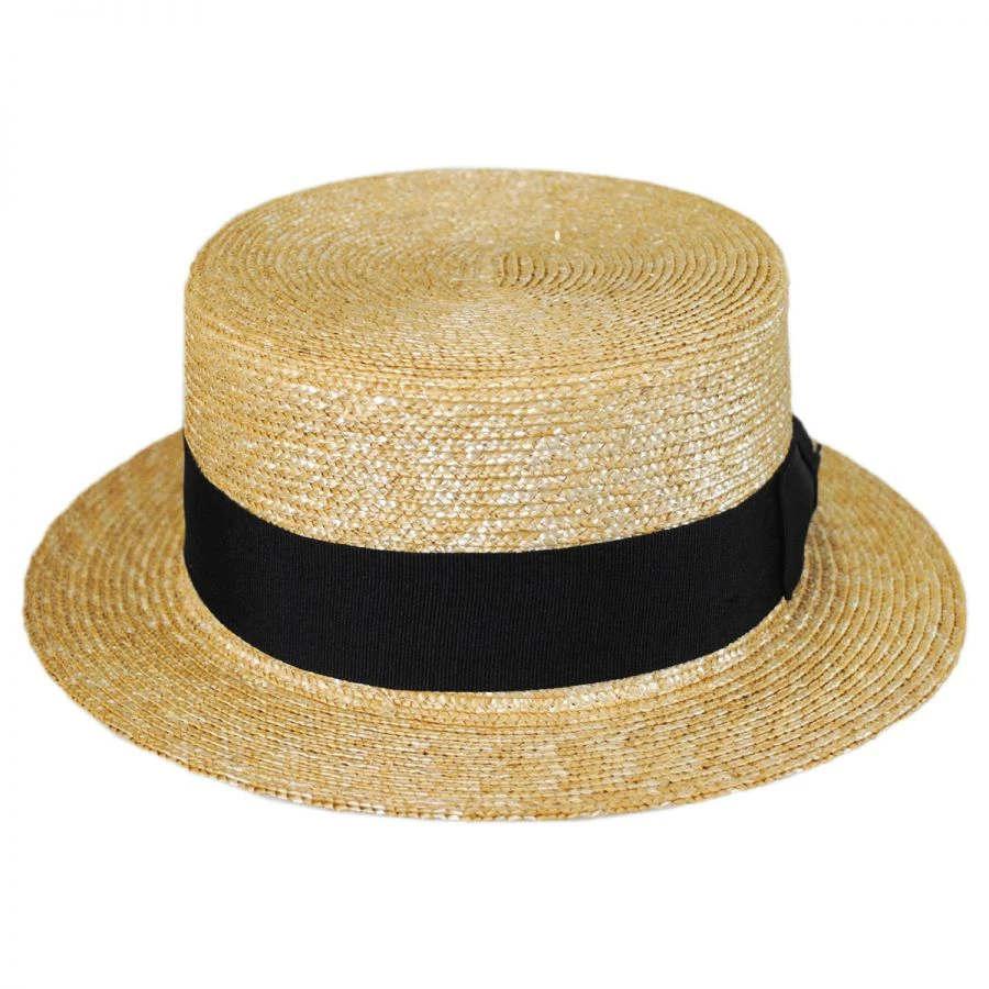 Black Band Wheat Straw Skimmer Hat 3 Black Band Wheat Straw Skimmer Hat