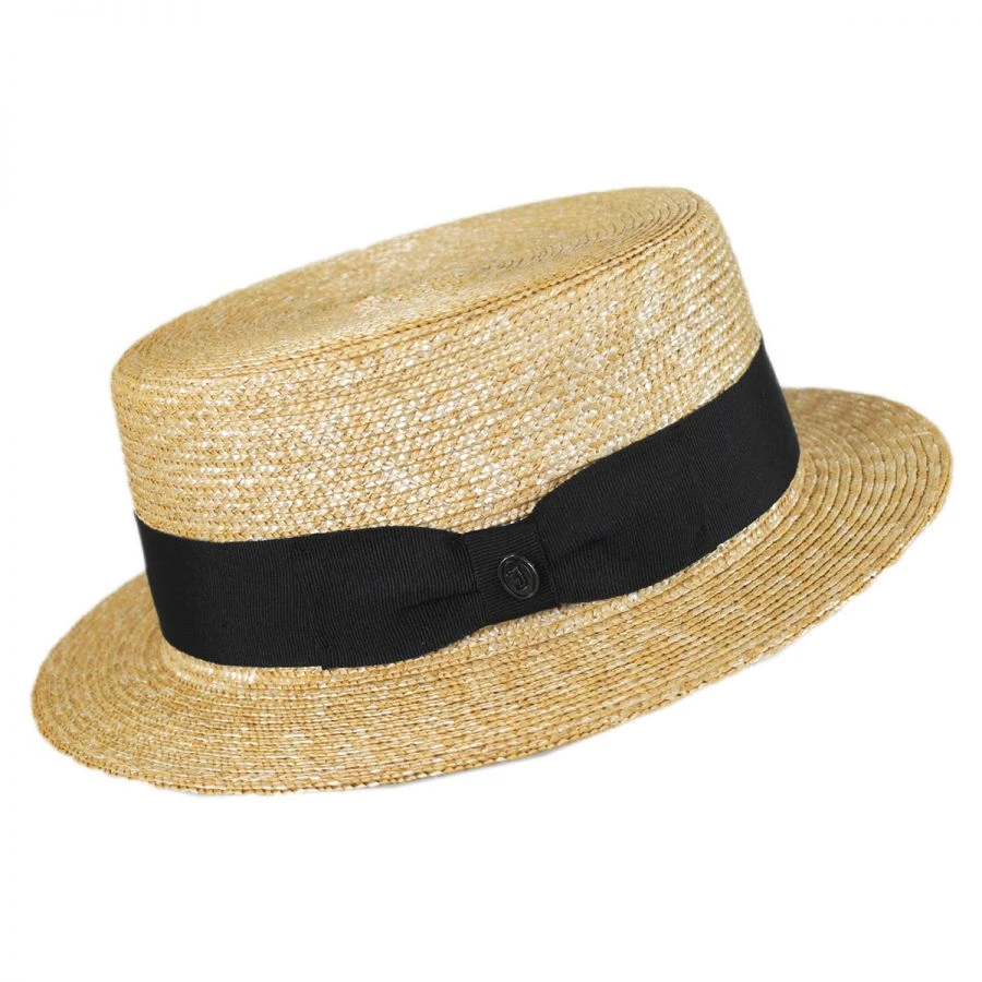 Black Band Wheat Straw Skimmer Hat 4 Black Band Wheat Straw Skimmer Hat - Image 2