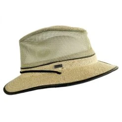 Mesh Crown Hemp Fabric Safari Fedora Hat -Bailey Hat Shop 227012