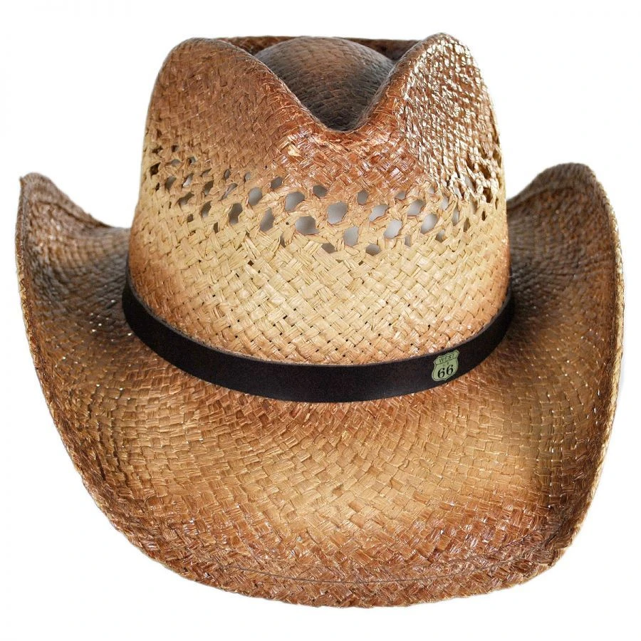 Route 66 Raffia Straw Cowboy Hat 3 Route 66 Raffia Straw Cowboy Hat