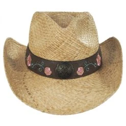 Bailey Hat Shop 29 Pink Rose Raffia Straw Western Hat