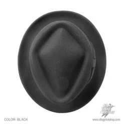 Wool Felt Diamond Crown Fedora Hat - Black -Bailey Hat Shop 29024