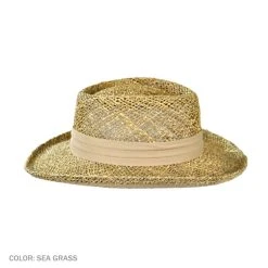 Pebble Beach Seagrass Straw Gambler Hat -Bailey Hat Shop 29444