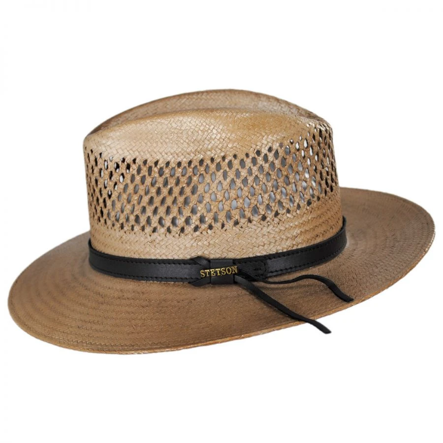 Stetson Peak View Shantung Straw Safari Fedora Hat 4 Stetson Peak View Shantung Straw Safari Fedora Hat - Image 2