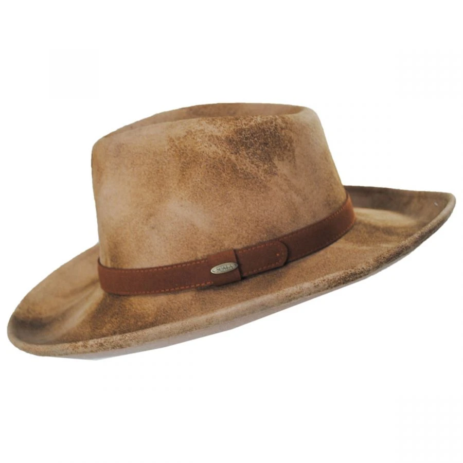 Scala Arizona Distressed Wool Felt Fedora Hat 4 Scala Arizona Distressed Wool Felt Fedora Hat - Image 2