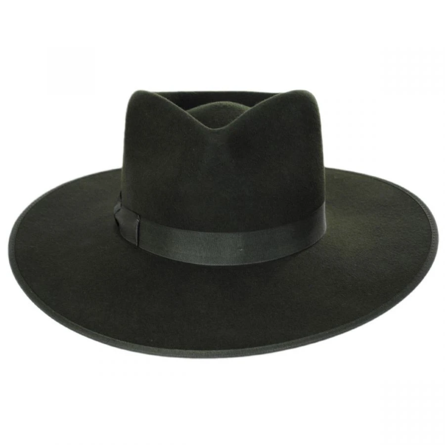 Wool Felt Rancher Fedora Hat - Forest Green 3 Wool Felt Rancher Fedora Hat - Forest Green