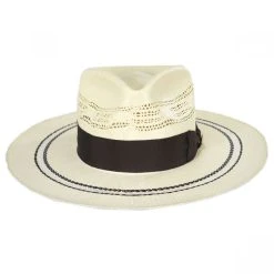 Chiron Wide Brim Bangora Straw Fedora Hat