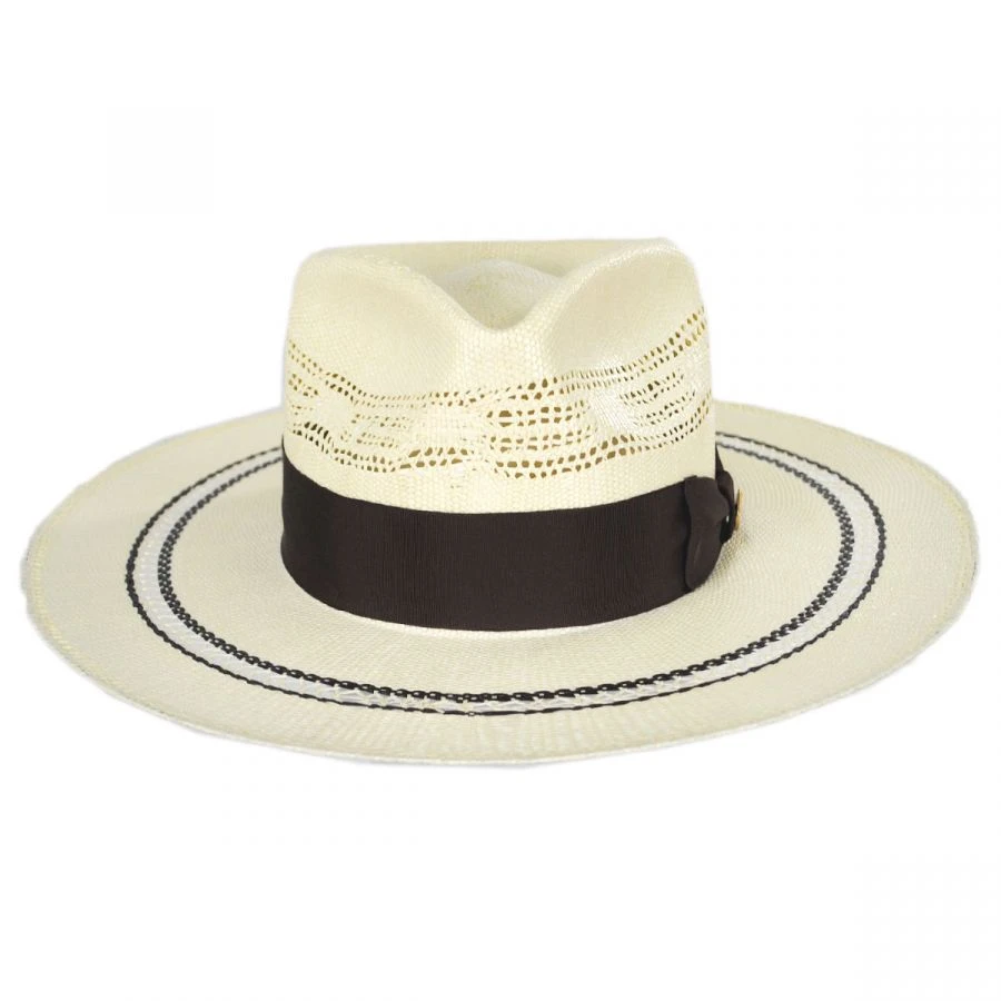 Chiron Wide Brim Bangora Straw Fedora Hat 3 Chiron Wide Brim Bangora Straw Fedora Hat