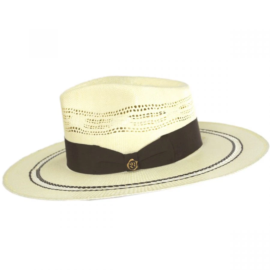 Chiron Wide Brim Bangora Straw Fedora Hat 4 Chiron Wide Brim Bangora Straw Fedora Hat - Image 2