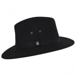 Cotton Oilcloth Safari Fedora Hat - Black -Bailey Hat Shop 402183