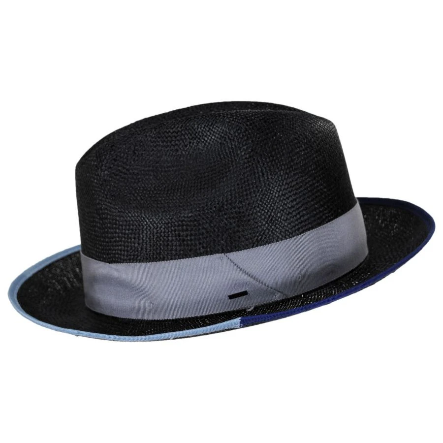 Bailey Hesmond Sisal Litestraw Fedora Hat - Black/Blue 4 Bailey Hesmond Sisal Litestraw Fedora Hat - Black/Blue - Image 2