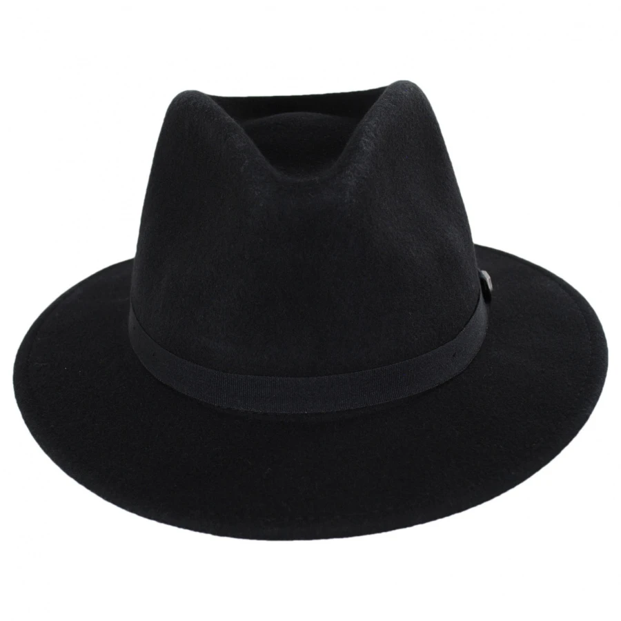 Messer Packable Wool Felt Fedora Hat - Black 3 Messer Packable Wool Felt Fedora Hat - Black