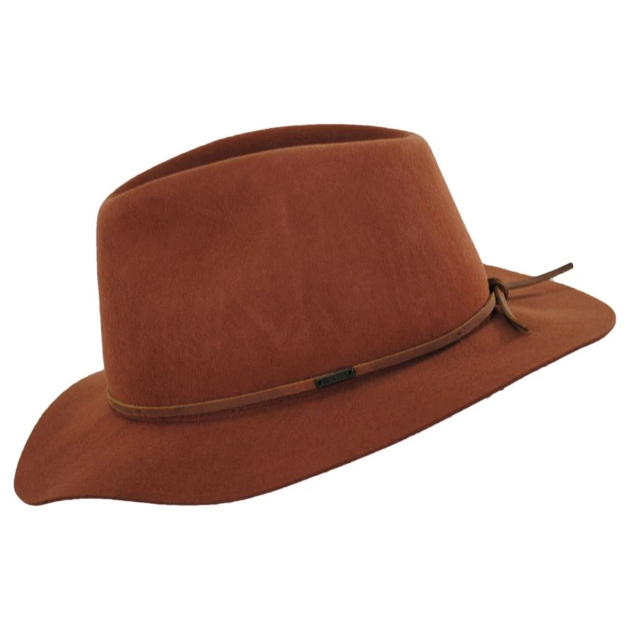 Wesley Wool Felt Floppy Fedora Hat - Caramel 4 Wesley Wool Felt Floppy Fedora Hat - Caramel - Image 2