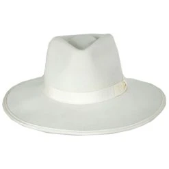 Jo Wool Felt Rancher Fedora Hat - Off White