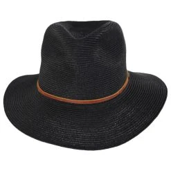 Wesley Braided Toyo Straw Fedora Hat - Black/Brown