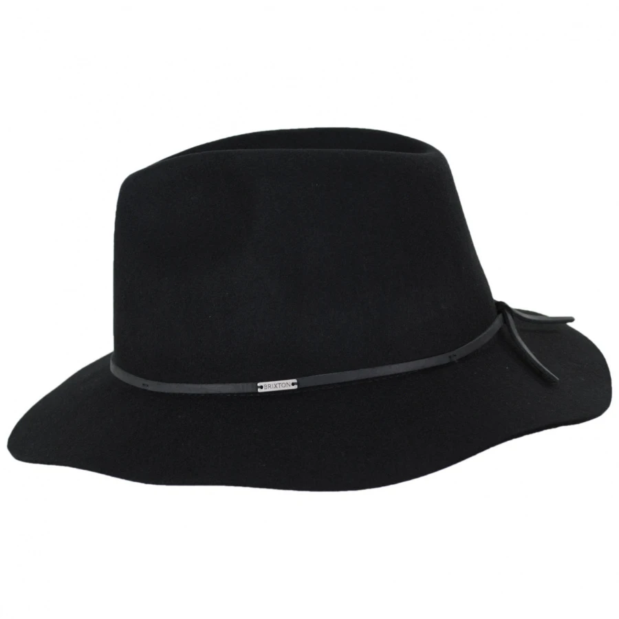 Wesley Wool Felt Floppy Fedora Hat - Black 4 Wesley Wool Felt Floppy Fedora Hat - Black - Image 2