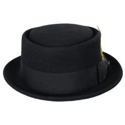 Crushable Wool Felt Pork Pie Hat - Black