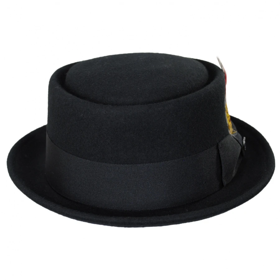Crushable Wool Felt Pork Pie Hat - Black 3 Crushable Wool Felt Pork Pie Hat - Black