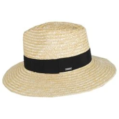 Joanna Petite Brim Wheat Straw Fedora Hat - Honey -Bailey Hat Shop 413246