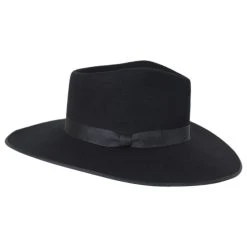 Wool Felt Rancher Fedora Hat - Black -Bailey Hat Shop 415823