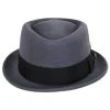 Wool Felt Diamond Crown Fedora Hat - Gray