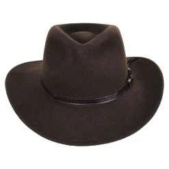 Crushable Wool Felt Outback Hat - Olive Green