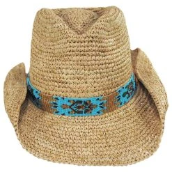 Mazatlan Crochet Raffia Straw Western Hat