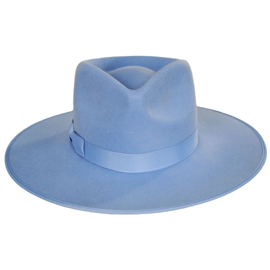 Wool Felt Rancher Fedora Hat - Light Blue 3 Wool Felt Rancher Fedora Hat - Light Blue