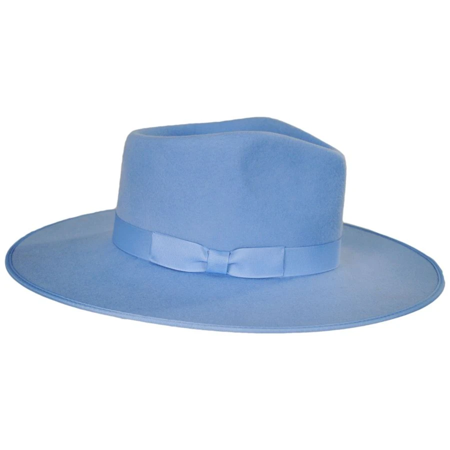 Wool Felt Rancher Fedora Hat - Light Blue 4 Wool Felt Rancher Fedora Hat - Light Blue - Image 2