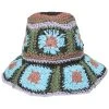 Fergie Granny Square Hand Crochet Toyo Straw Bucket Hat -Bailey Hat Shop 432327