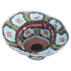 Fergie Granny Square Hand Crochet Toyo Straw Bucket Hat -Bailey Hat Shop 432333