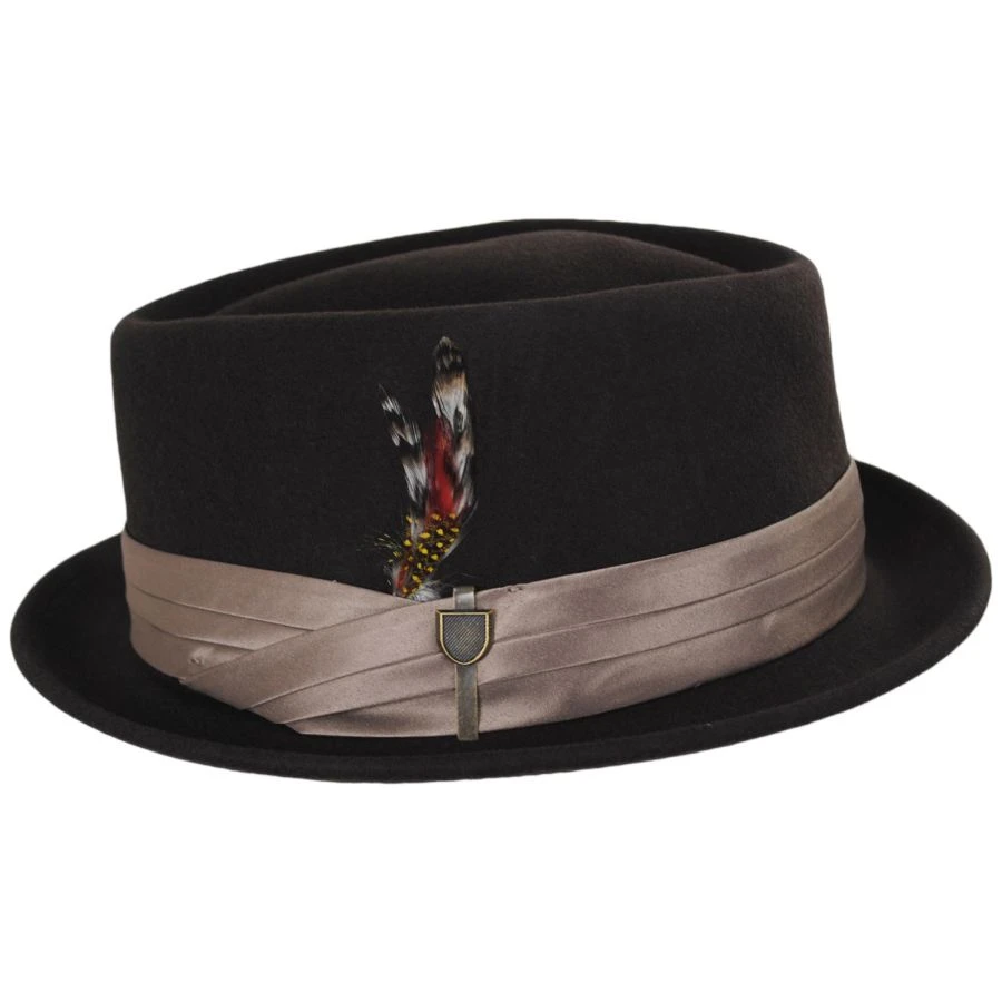 Stout Wool Felt Diamond Crown Fedora Hat - Brown/Tan 4 Stout Wool Felt Diamond Crown Fedora Hat - Brown/Tan - Image 2