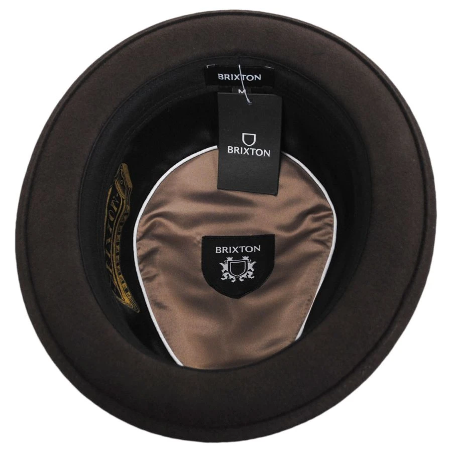 Stout Wool Felt Diamond Crown Fedora Hat - Brown/Tan 5 Stout Wool Felt Diamond Crown Fedora Hat - Brown/Tan - Image 3