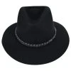 Messer Wool Felt Western Fedora Hat - Black
