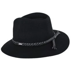 Messer Wool Felt Western Fedora Hat - Black -Bailey Hat Shop 441695