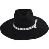 Leigh Wool Felt Wide Brim Fedora Hat - Black -Bailey Hat Shop 446736