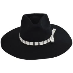 Leigh Wool Felt Wide Brim Fedora Hat - Black