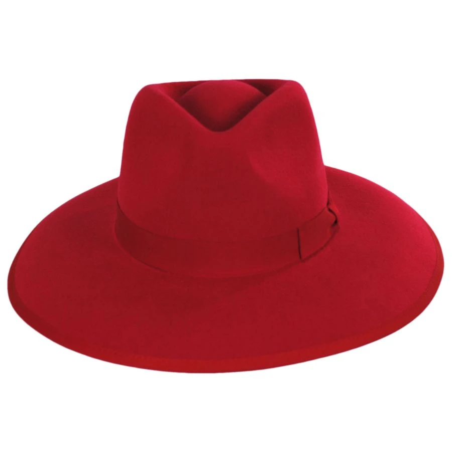 Jo Wool Felt Rancher Fedora Hat - Red 3 Jo Wool Felt Rancher Fedora Hat - Red
