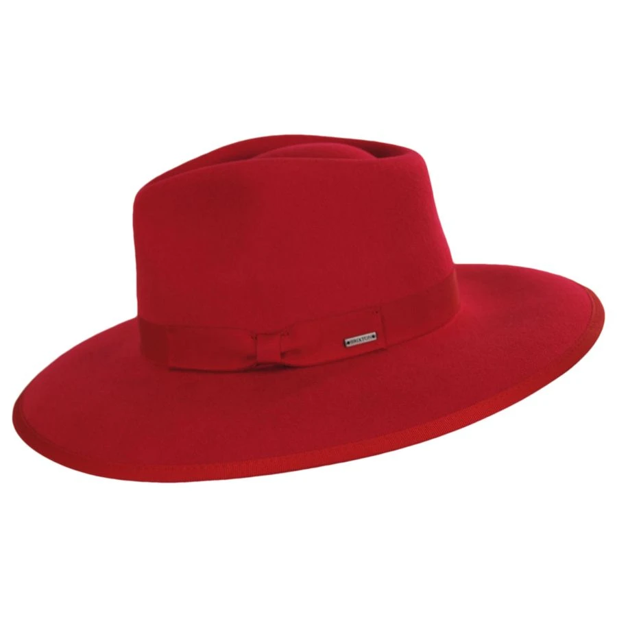 Jo Wool Felt Rancher Fedora Hat - Red 4 Jo Wool Felt Rancher Fedora Hat - Red - Image 2