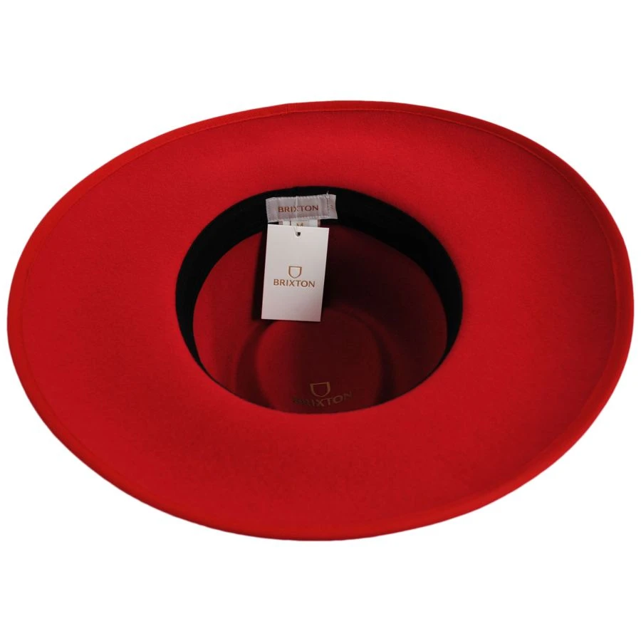 Jo Wool Felt Rancher Fedora Hat - Red 5 Jo Wool Felt Rancher Fedora Hat - Red - Image 3