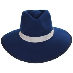 Jo Wool Felt Rancher Fedora Hat - Ocean Blue