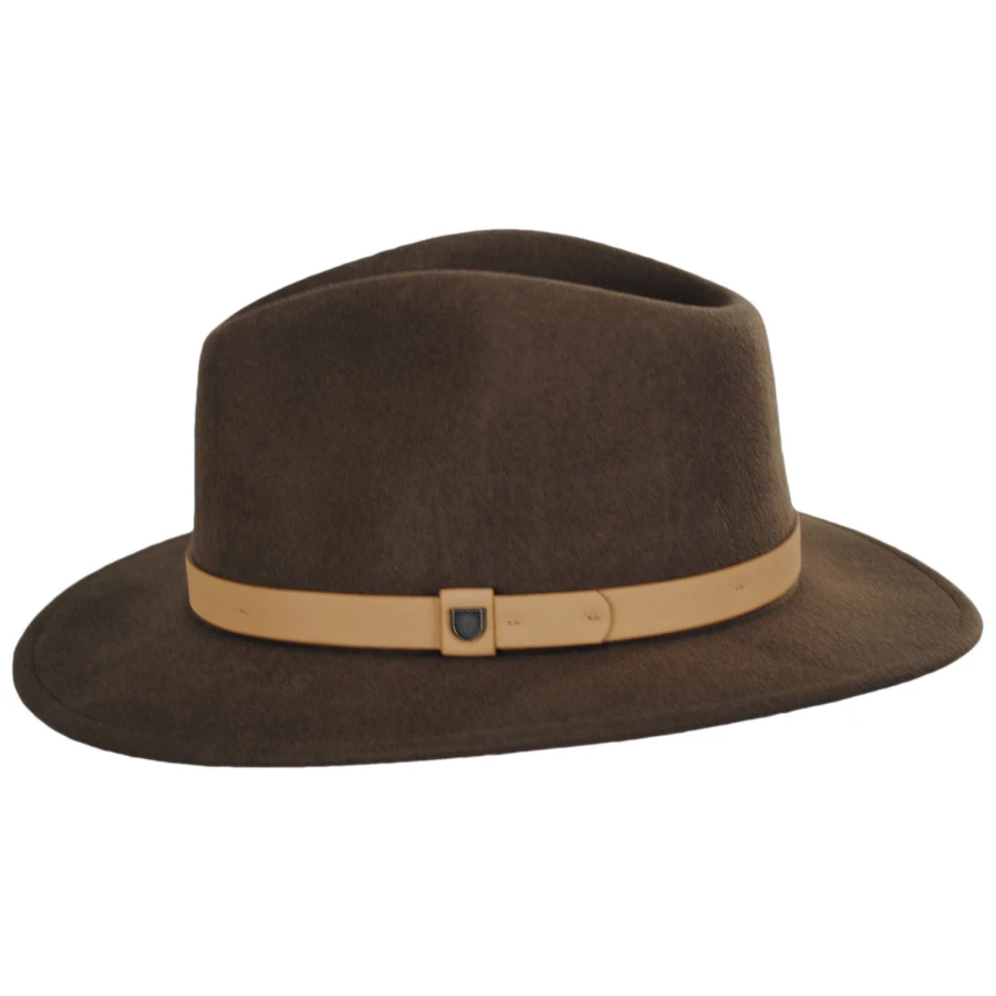 Messer Wool Felt Fedora Hat - Brown/Beige 4 Messer Wool Felt Fedora Hat - Brown/Beige - Image 2