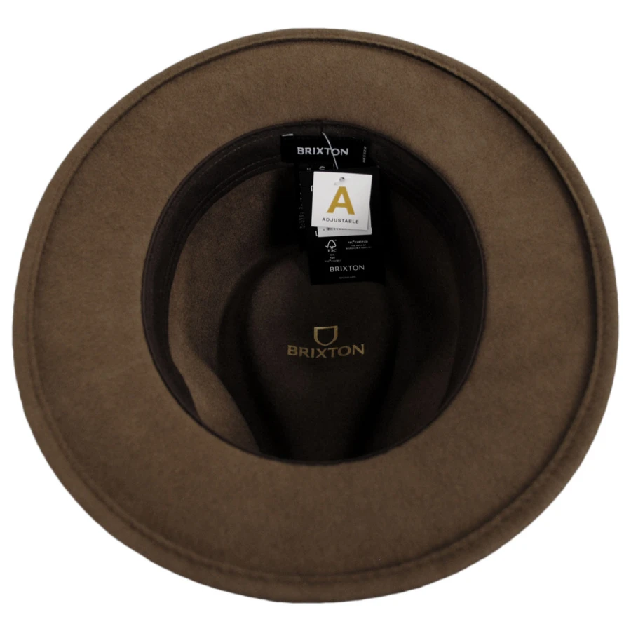Messer Wool Felt Fedora Hat - Brown/Beige 5 Messer Wool Felt Fedora Hat - Brown/Beige - Image 3