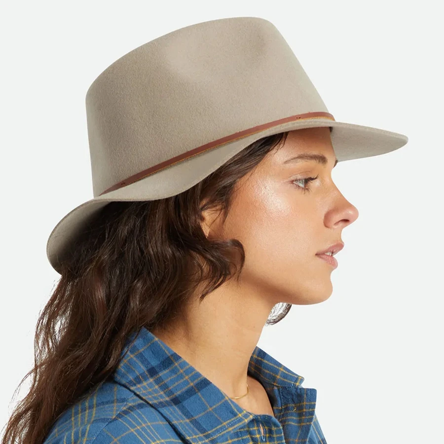 Wesley Wool Felt Floppy Fedora Hat - Tan 5 Wesley Wool Felt Floppy Fedora Hat - Tan - Image 3