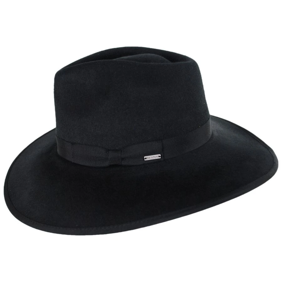Jo Wool Felt Rancher Fedora Hat - Black 4 Jo Wool Felt Rancher Fedora Hat - Black - Image 2