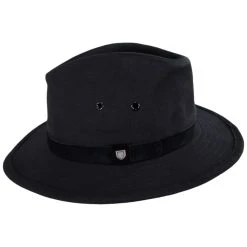 Messer X Adventure Cotton Safari Fedora Hat - Black -Bailey Hat Shop 462687