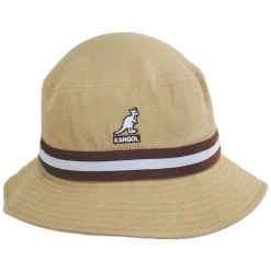Kangol Stripe Lahinch Cotton Bucket Hat - Oatmeal