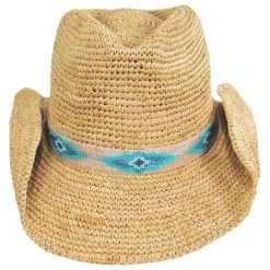 Blue Jaye Crochet Raffia Straw Western Hat